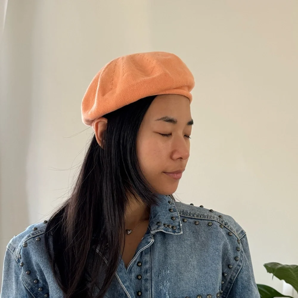 Parkhurst 100% Cotton Knit French Beret With Sunprotection Peach Color NWOT - Picture 8 of 8